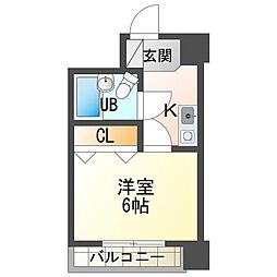 広島電鉄宮島線 楽々園駅 徒歩6分の賃貸マンション 2階1Kの間取り