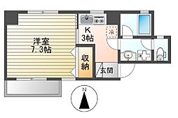 広島電鉄1系統 市役所前駅 徒歩3分の賃貸マンション 9階1Kの間取り