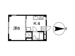 バス 光南町下車 徒歩3分の賃貸マンション 1階1Kの間取り