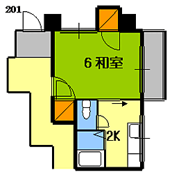 広島高速交通アストラムライン 祇園新橋北駅 徒歩8分の賃貸マンション 2階1Kの間取り