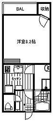 JR芸備線 野馳駅 徒歩8分の賃貸アパート 1階1Kの間取り