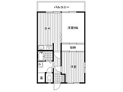 JR芸備線 東城駅 徒歩7分の賃貸マンション 3階2DKの間取り