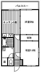 キャッスル伊藤 2DKの間取図画像