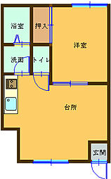 四ツ道路ビル 1LDKの間取図画像