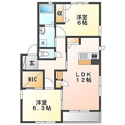 サンハイツＳ 2階2LDKの間取り