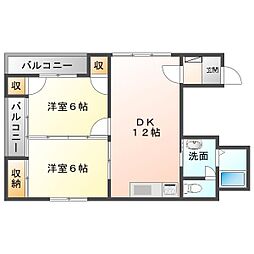 千金ビル 2LDKの間取図画像