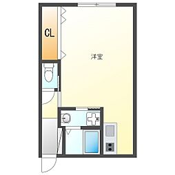 コーポ横山 ワンルームの間取図画像
