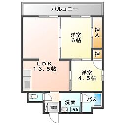 ハイツ広白石 2LDKの間取図画像
