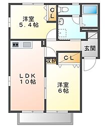 サンビーム串山A 2LDKの間取図画像