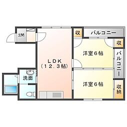 千金ビル 2LDKの間取図画像