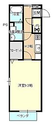 グランドソレイユ　II 1階1Kの間取り