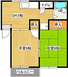 レセプションビレッジII 1階2DKの間取り