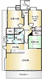 フローレンス府中グランドアーク 3LDKの間取図画像