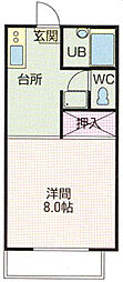 メゾンドイエスタン 1Kの間取図画像
