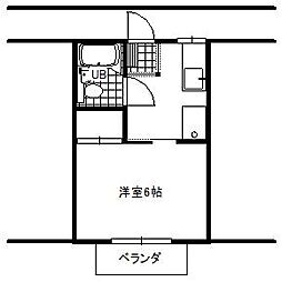 コーポアキタ 1Kの間取図画像