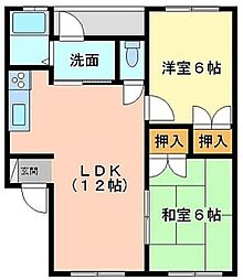 キャッスルビュー 2LDKの間取図画像