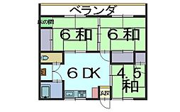 アキ建設ビル 4階3DKの間取り