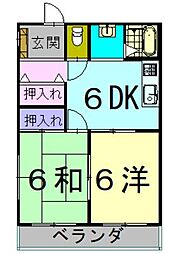 JR山陽本線 東福山駅 徒歩1分の賃貸マンション 3階2DKの間取り