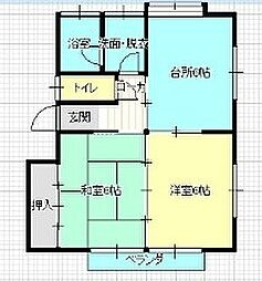黄葉荘 2DKの間取図画像