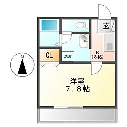 カーサフローレ 1Kの間取図画像