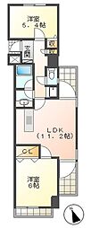ヒューマンズ沖野上 2LDKの間取図画像