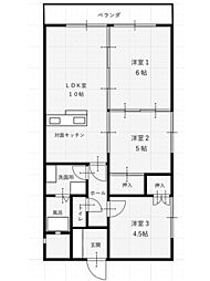 JR山陽本線 大門駅 徒歩10分の賃貸マンション 3階3LDKの間取り