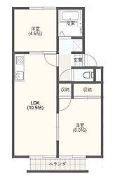 メゾン佐竹 1階2LDKの間取り