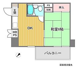 ダイアパレス土橋 1DKの間取図画像