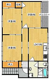オーシャン15ビル 3LDKの間取図画像