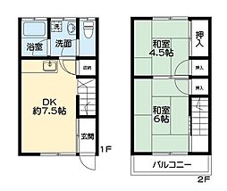 JR山陽本線 尾道駅 バス15分 尾道学園前下車 徒歩6分の賃貸アパート 1階2DKの間取り