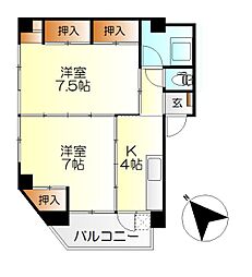 上本ビル 2Kの間取図画像