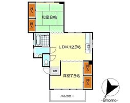 呉日興マンション 5階2LDKの間取り