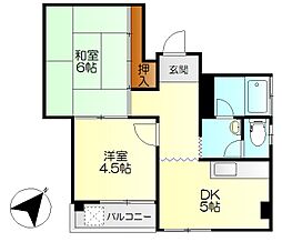 藤原本通ビル 2DKの間取図画像