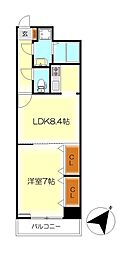 グランディールノブハラ 6階1LDKの間取り