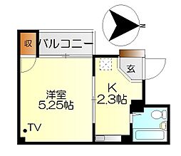 アメニティ本通 7階1Kの間取り