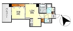 CALME国泰寺 8階1LDKの間取り