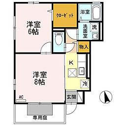 メルベーユ広 1階2Kの間取り