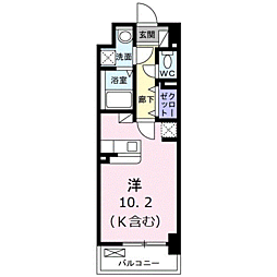 スカイブルー・ヨシ 5階ワンルームの間取り