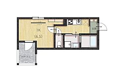 呉市三条2丁目アパート 1Kの間取図画像
