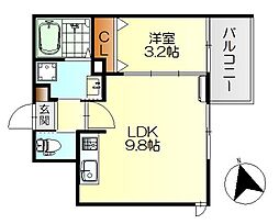レジデンシャル広（仮称） 3階1LDKの間取り