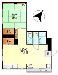 三栄ビル 1LDKの間取図画像