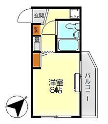 メゾン勝浦 1Kの間取図画像