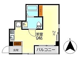 MテラスA棟 ワンルームの間取図画像