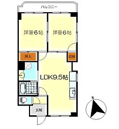 白島2NDビル 2LDKの間取図画像