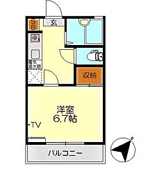 ピープルハイツA 1Kの間取図画像