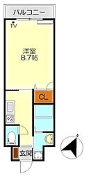 クレアメゾン本町 1Kの間取図画像