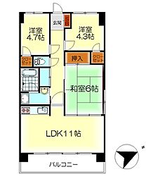 エステート.1 8階3LDKの間取り