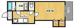 JR芸備線 矢賀駅 徒歩10分の賃貸マンション 2階1Kの間取り