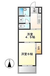 バルヴェール.N 1階2Kの間取り