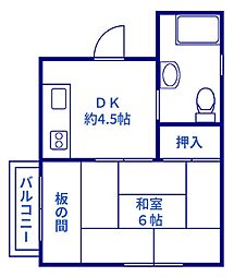 ハイツ大州 1DKの間取図画像